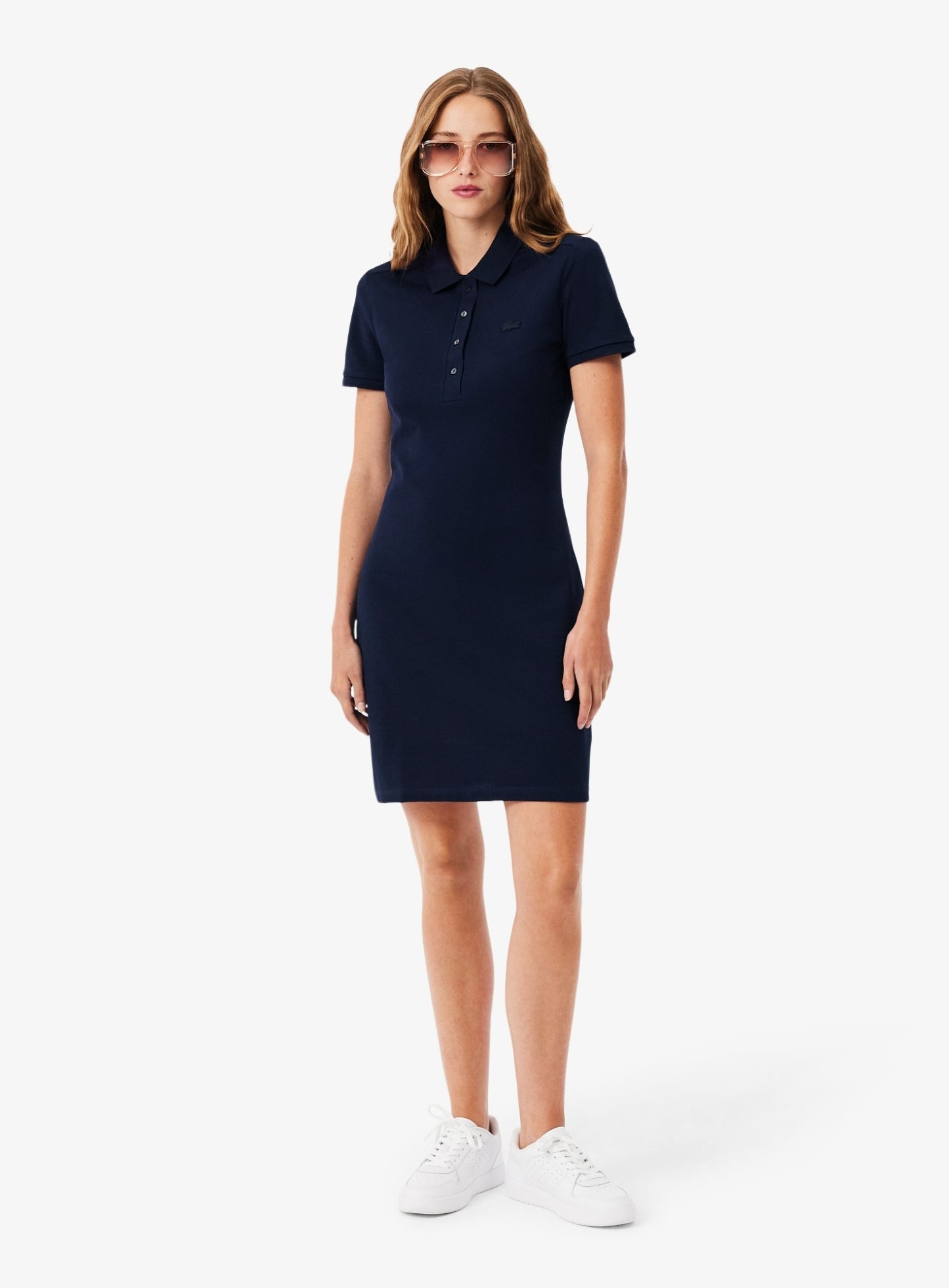 LACOSTE WOMEN Slim Fit Stretch Piqué Polo Dress Midnight Blue –  MAISONDEFASHION.COM
