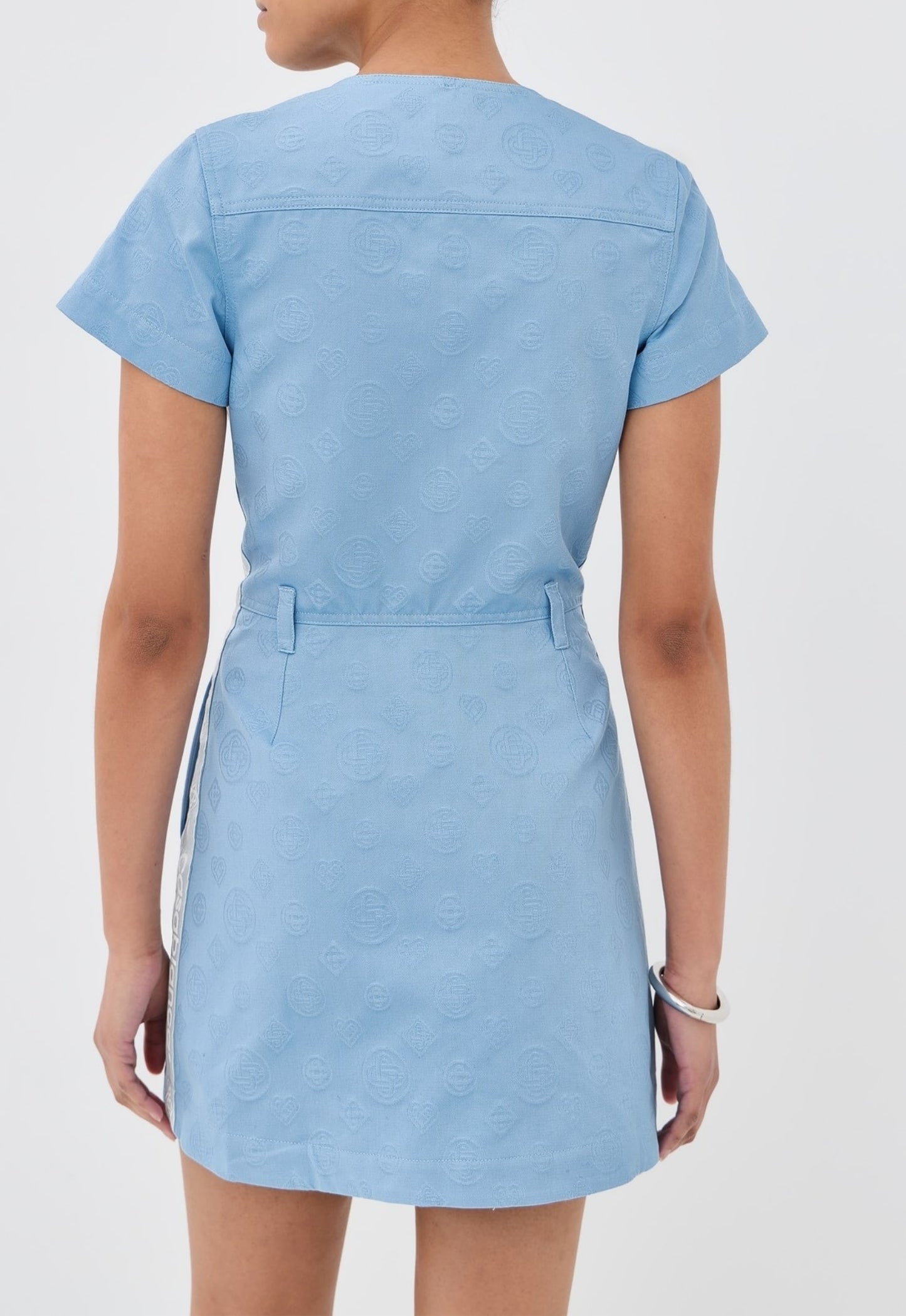 casablanca blue dress Casablanca Girls Degrade Monogram Gathered Dress IN BLUE 13