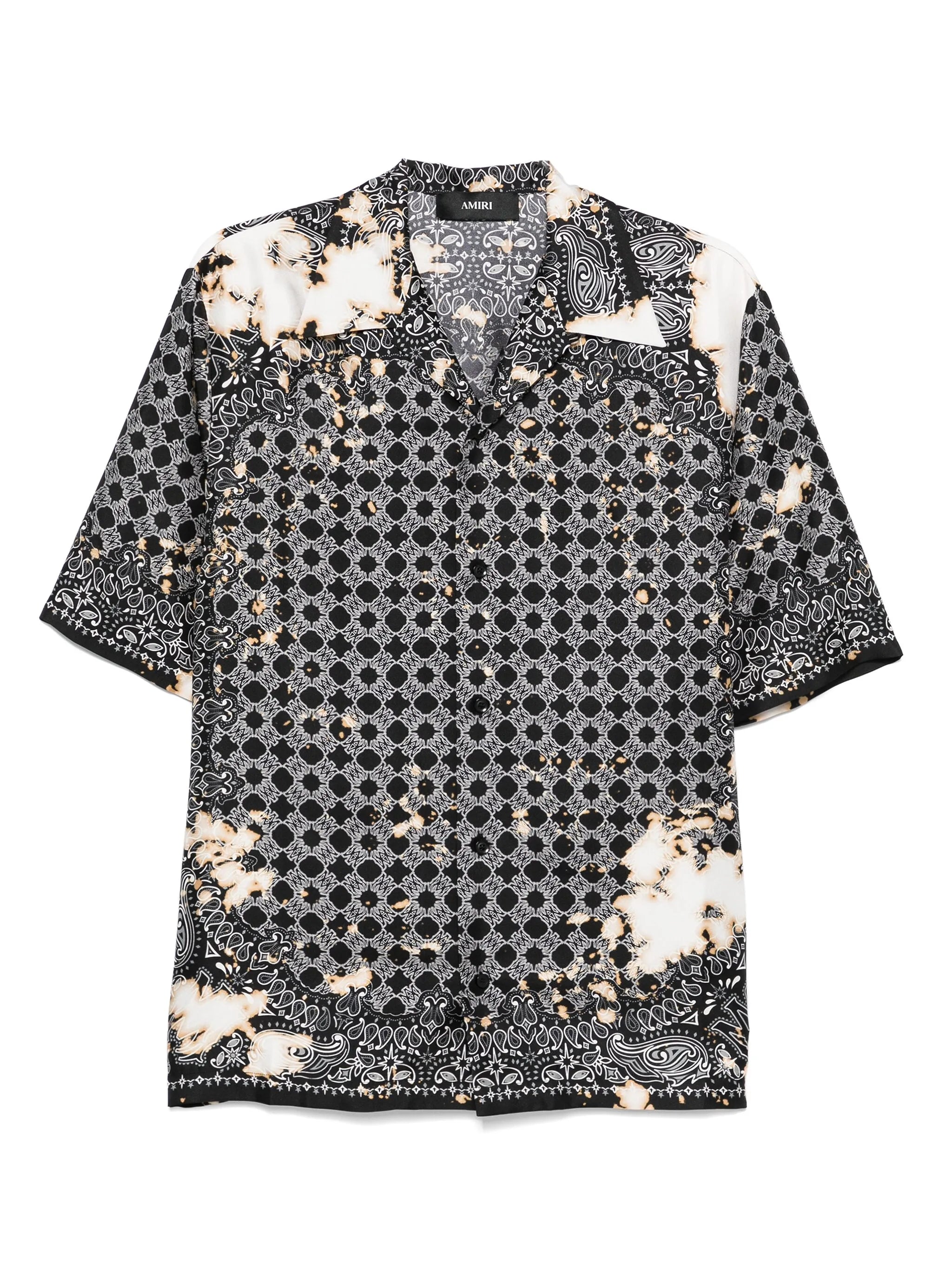 Tシャツ・カットソー AMIRI FW25 BLEACH BANDANA BOWLING SHIRT (AMSTCA1159 BLACK) AMIRI Bleach Bandana Bowling Shirt Black – MAISONDEFASHION.COM
