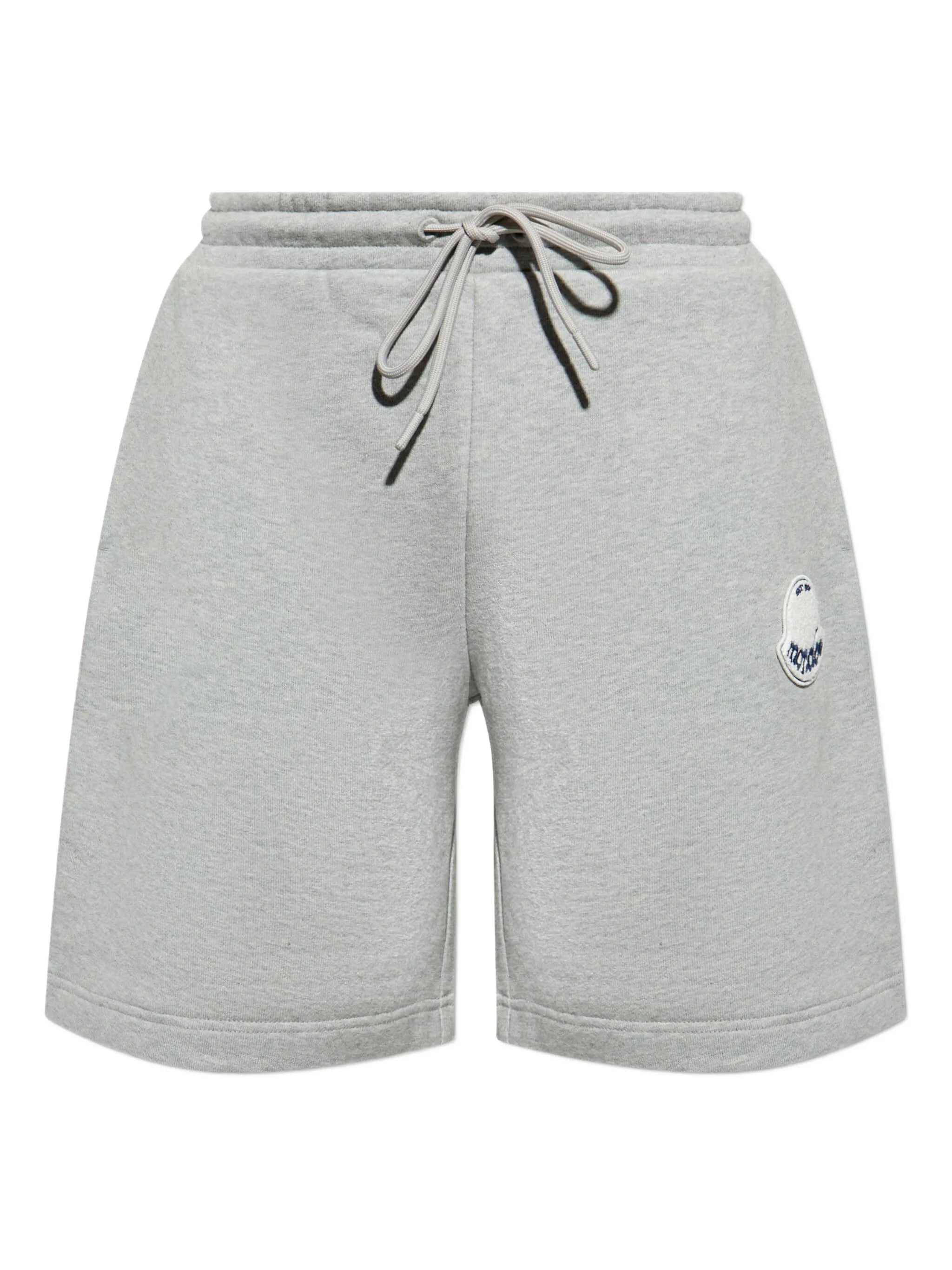 MONCLER Logo Patch Drawstring Shorts Grey – MAISONDEFASHION.COM