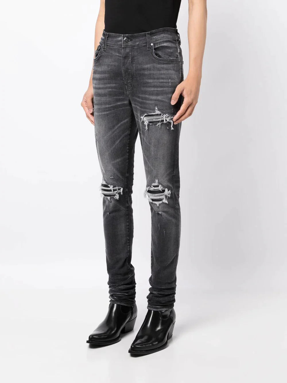 AMIRI MX1 Leather Storm Jeans Grey Men's - FW24 - US
