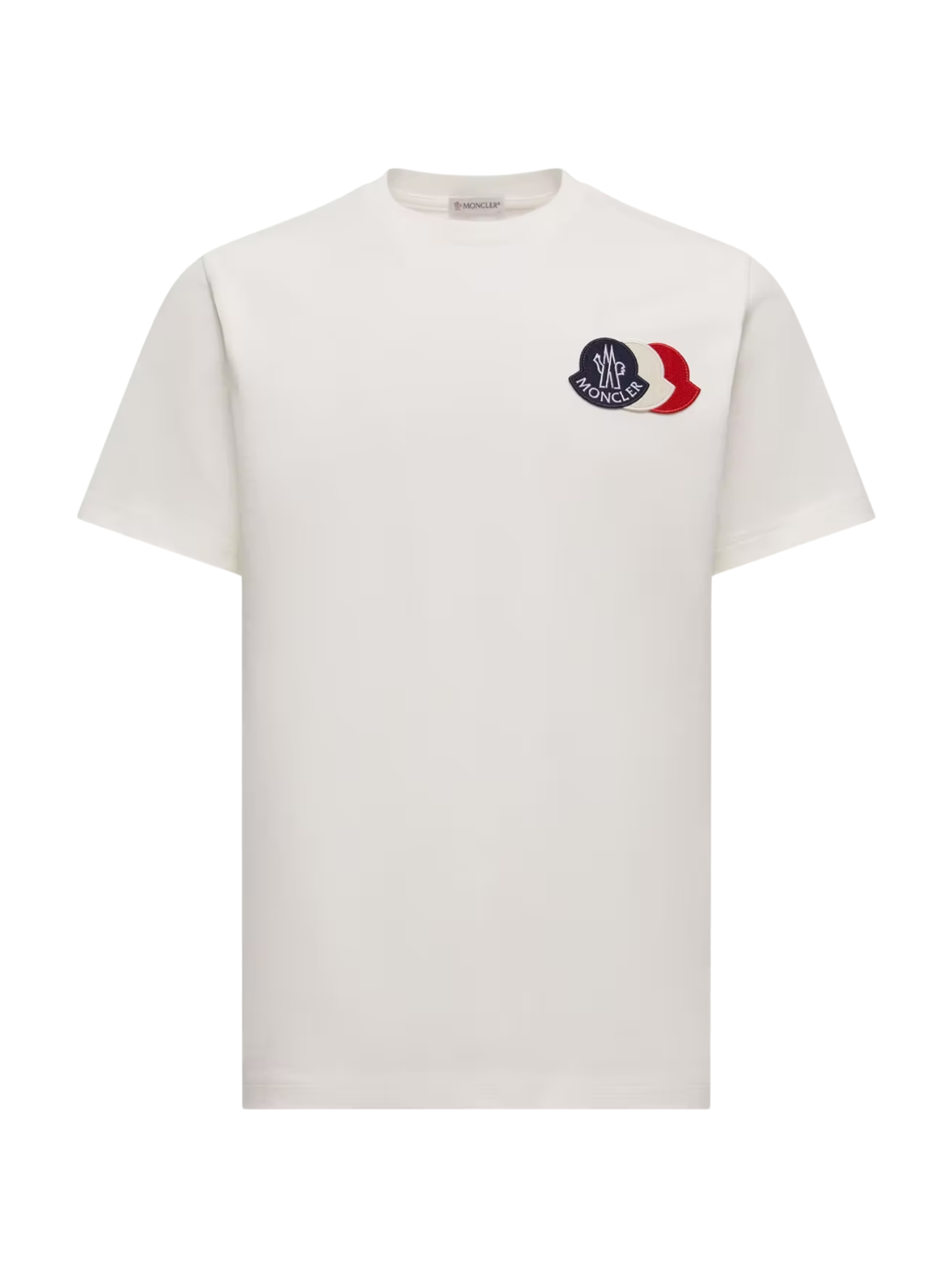 MONCLER Embroidered Tricolour Logo Cotton T-Shirt White