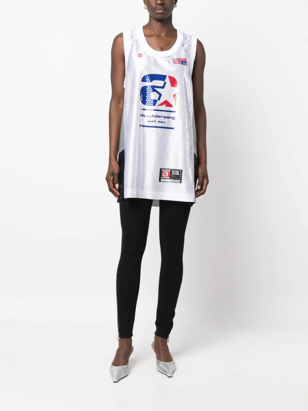 ALEXANDER WANG UNISEX Basketball Sequins Tank Top White