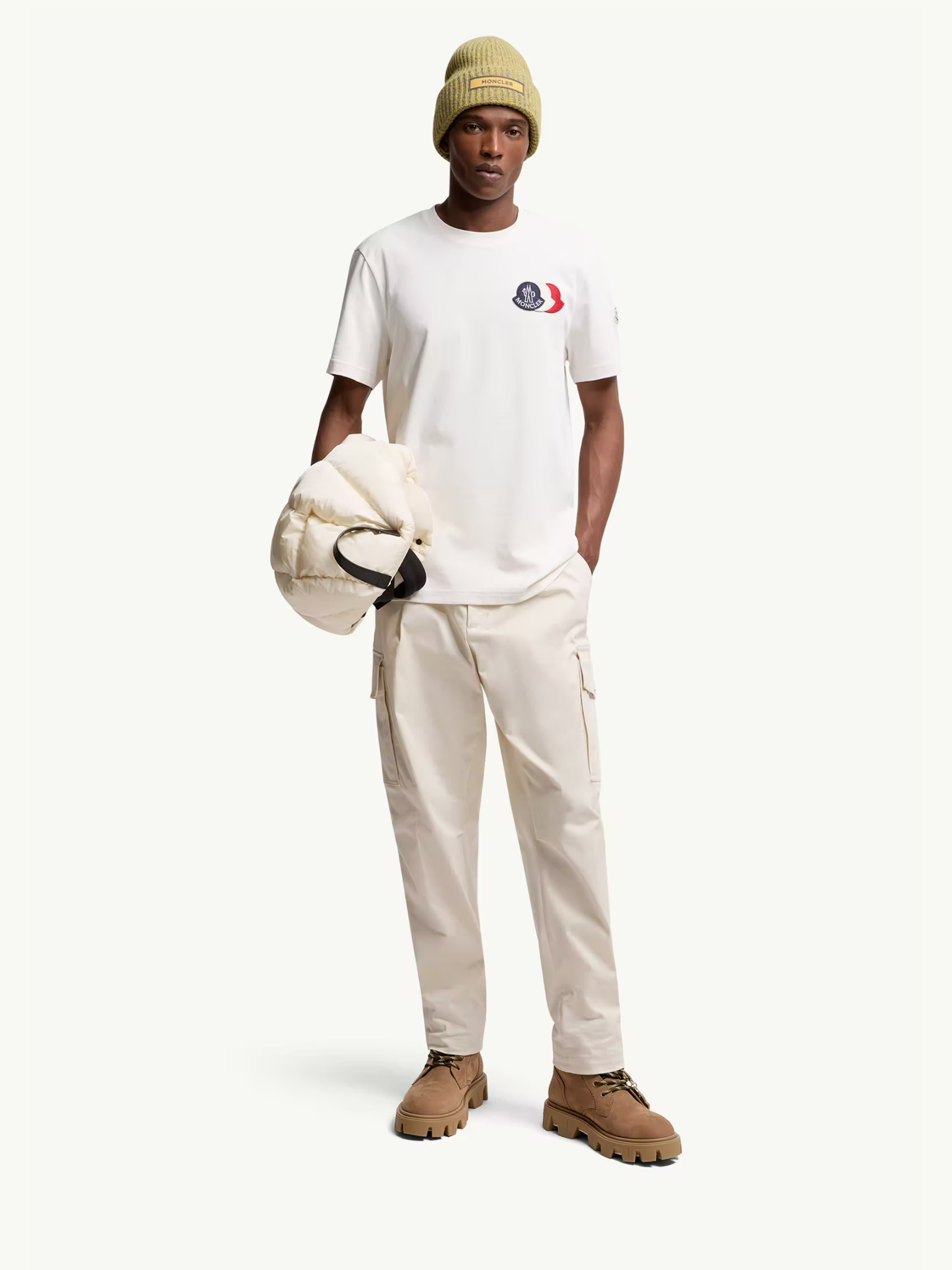 MONCLER Embroidered Tricolour Logo Cotton T-Shirt White