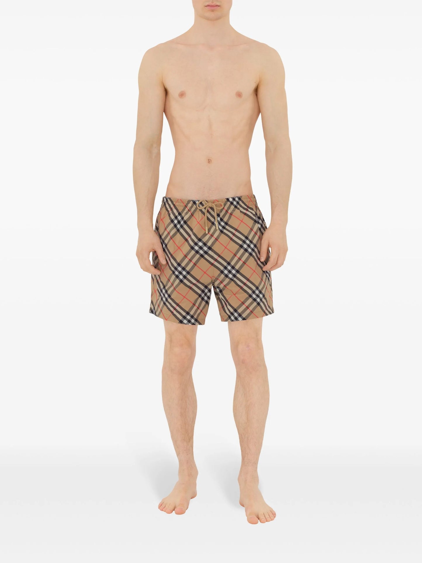 BURBERRY Check-print Drawstring Swim Shorts Archive Beige - MAISONDEFASHION.COM