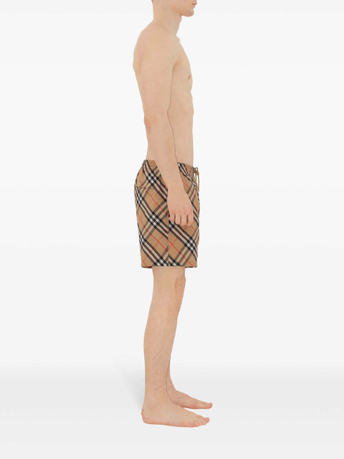 BURBERRY Check-print Drawstring Swim Shorts Archive Beige - MAISONDEFASHION.COM
