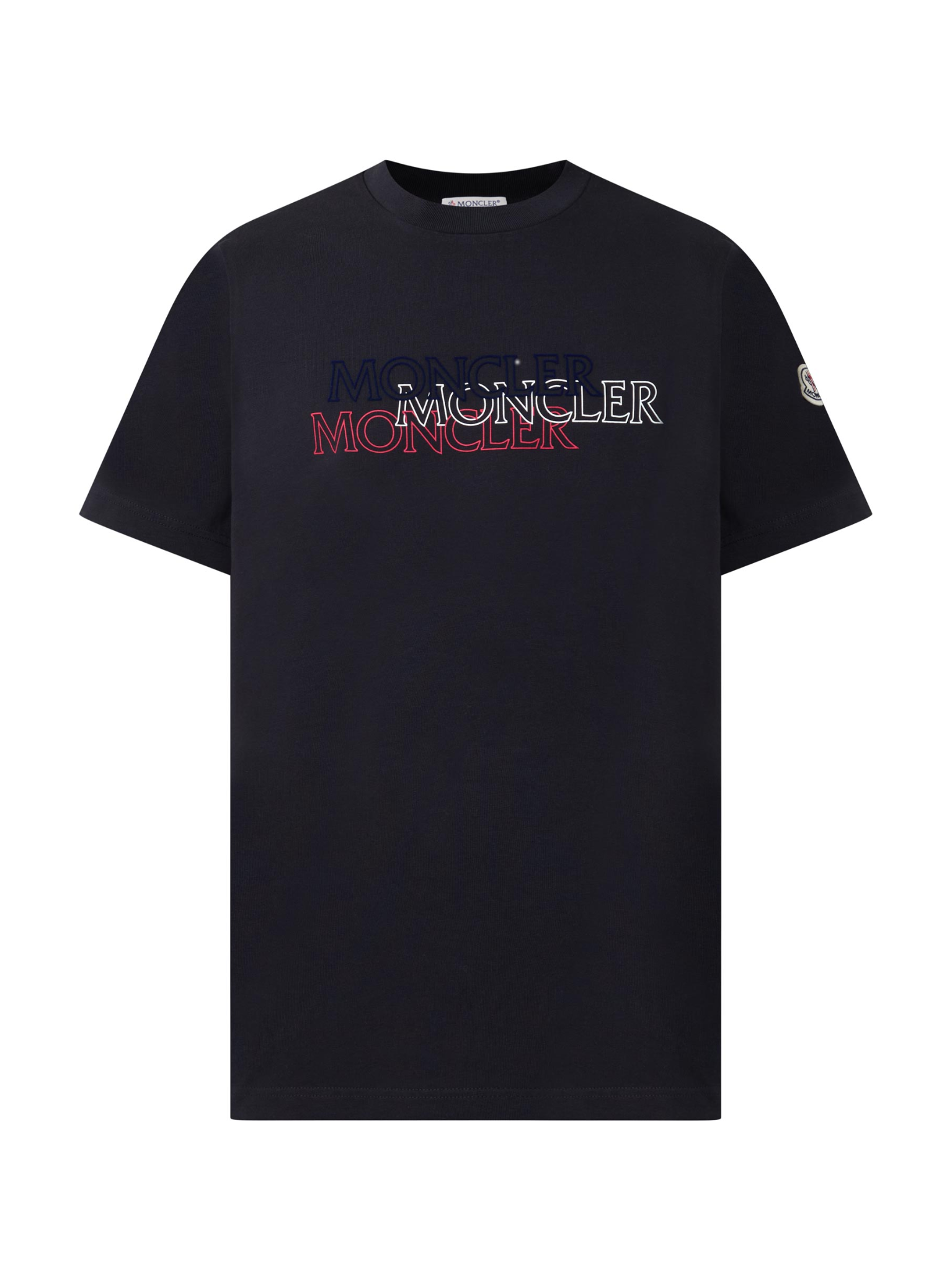 MONCLER Triple Logo Print T-Shirt Navy Blue – MAISONDEFASHION.COM