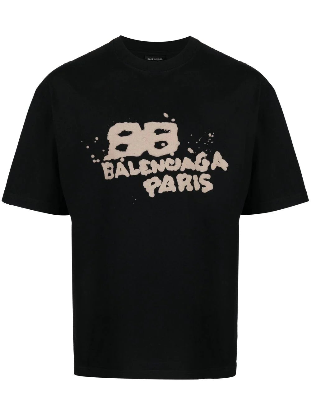 BALENCIAGA Hand Drawn BB Icon T-Shirt Medium Fit Black Ecru BALENCIAGA Hand Drawn BB Icon T-Shirt Medium Fit Black Ecru