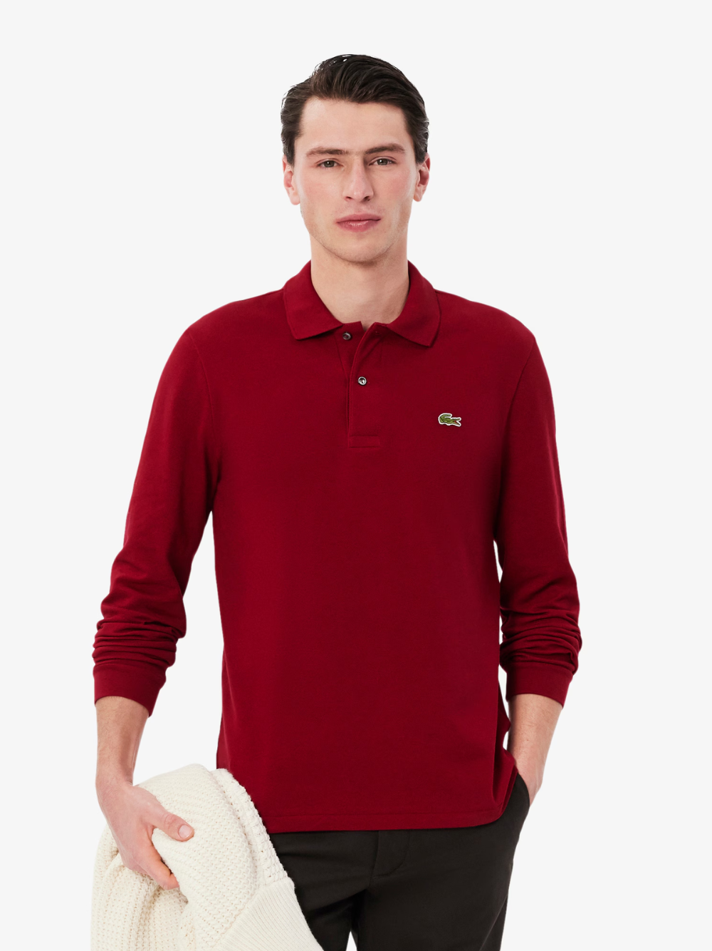 LACOSTE Classic Fit Long Sleeved Polo Shirt Bordeaux Red