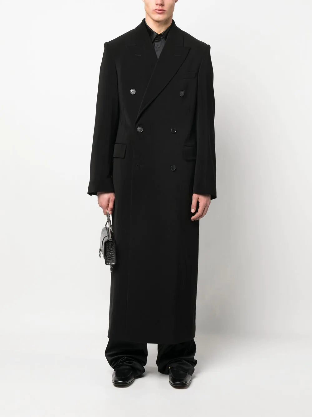 BALENCIAGA Double-Breasted Peak-Lapel Coat Black – MAISONDEFASHION.COM