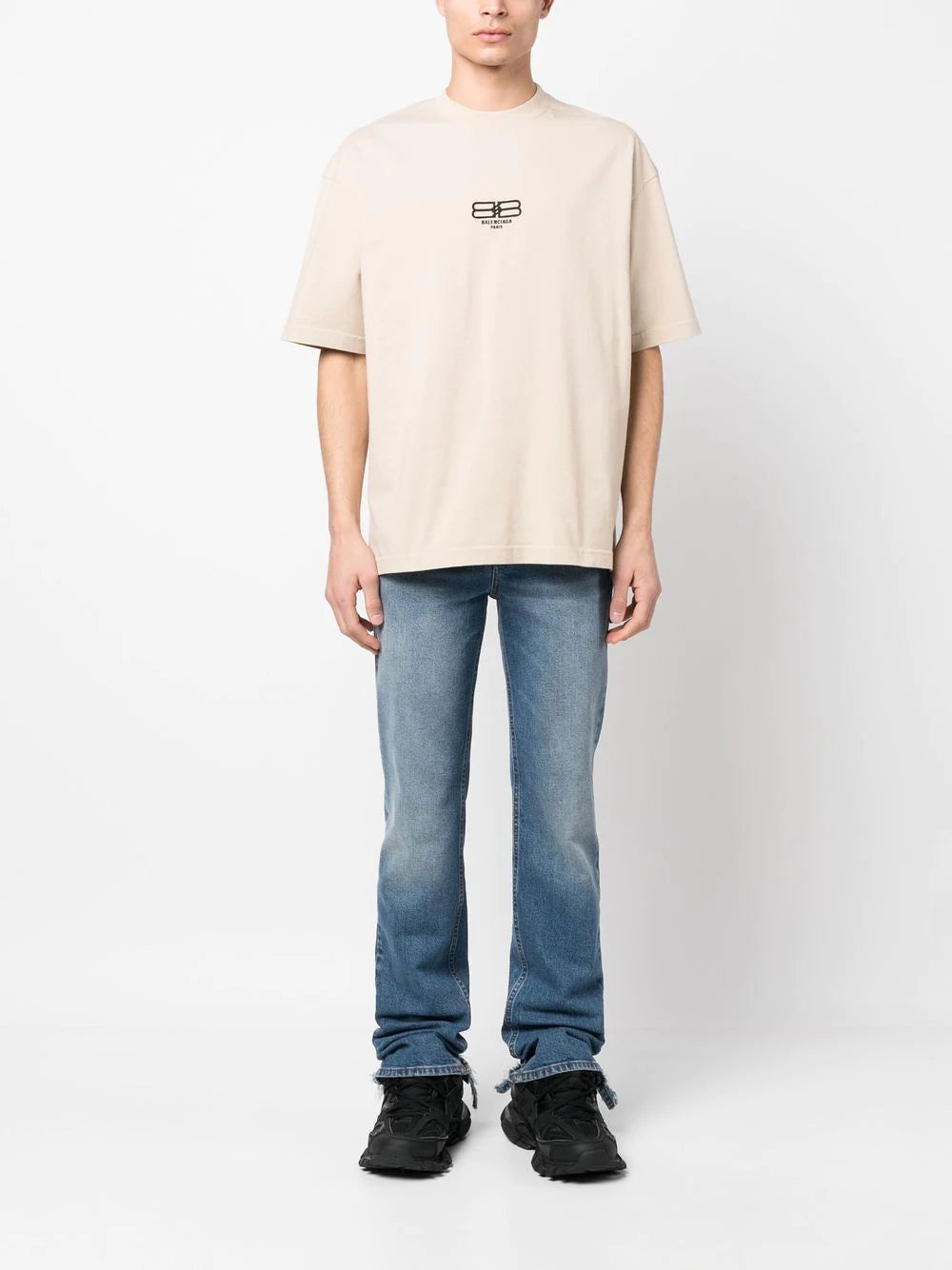 BALENCIAGA BB Paris Icon Logo Embroidered Medium Fit T-Shirt