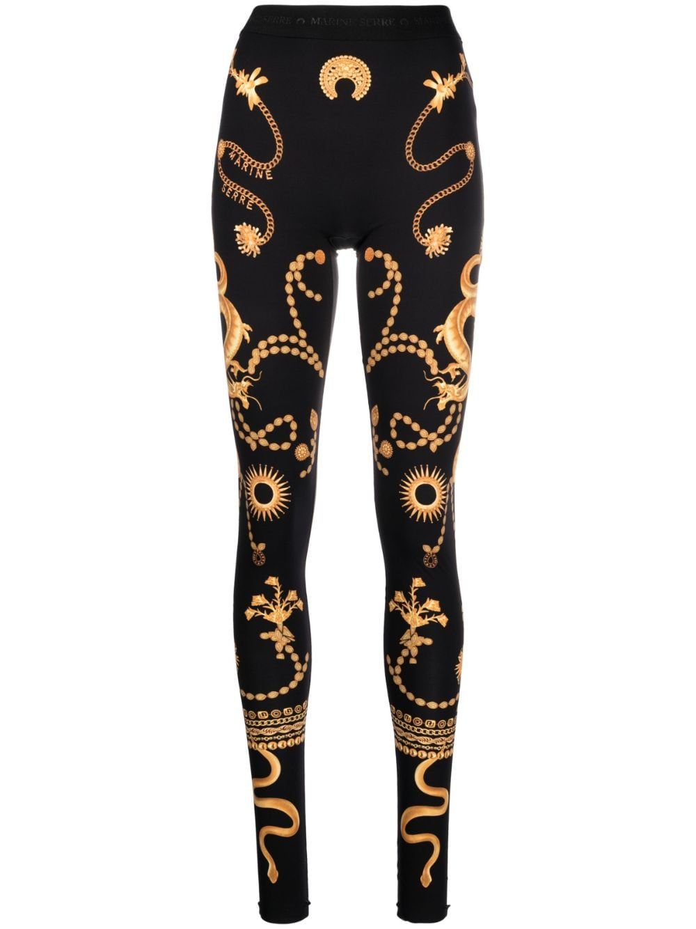 MARINE SERRE WOMEN Ornament Jewellery Fuseaux Leggings Black