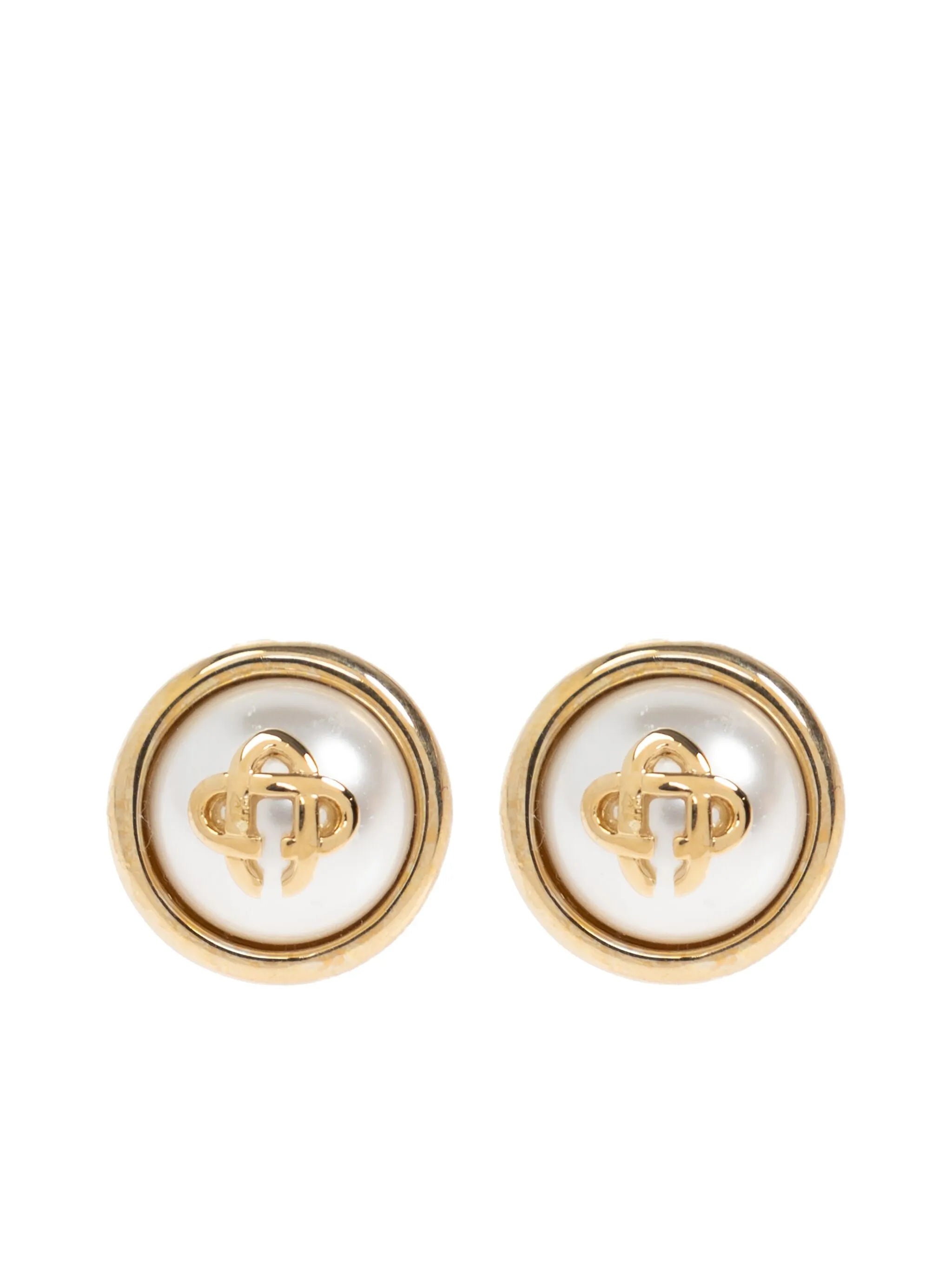 CASABLANCA WOMEN Pearl Logo Earrings Gold – MAISONDEFASHION.COM