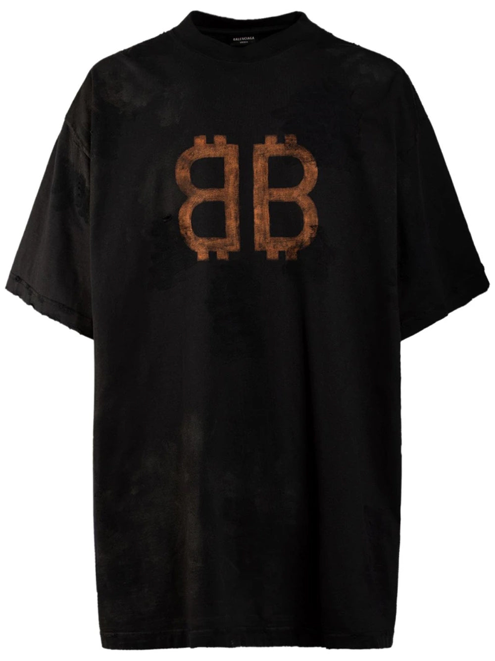 グ*ド様 バレンシアガ　BB LOGO T-SHIRT WASHED ロゴ刺繍 BALENCIAGA Crypto Logo Print T-Shirt Washed Black