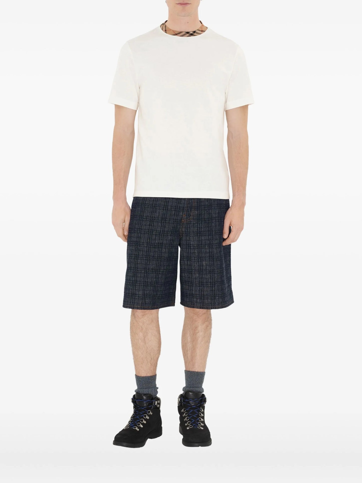 BURBERRY Checked-trim Cotton T-shirt White - MAISONDEFASHION.COM