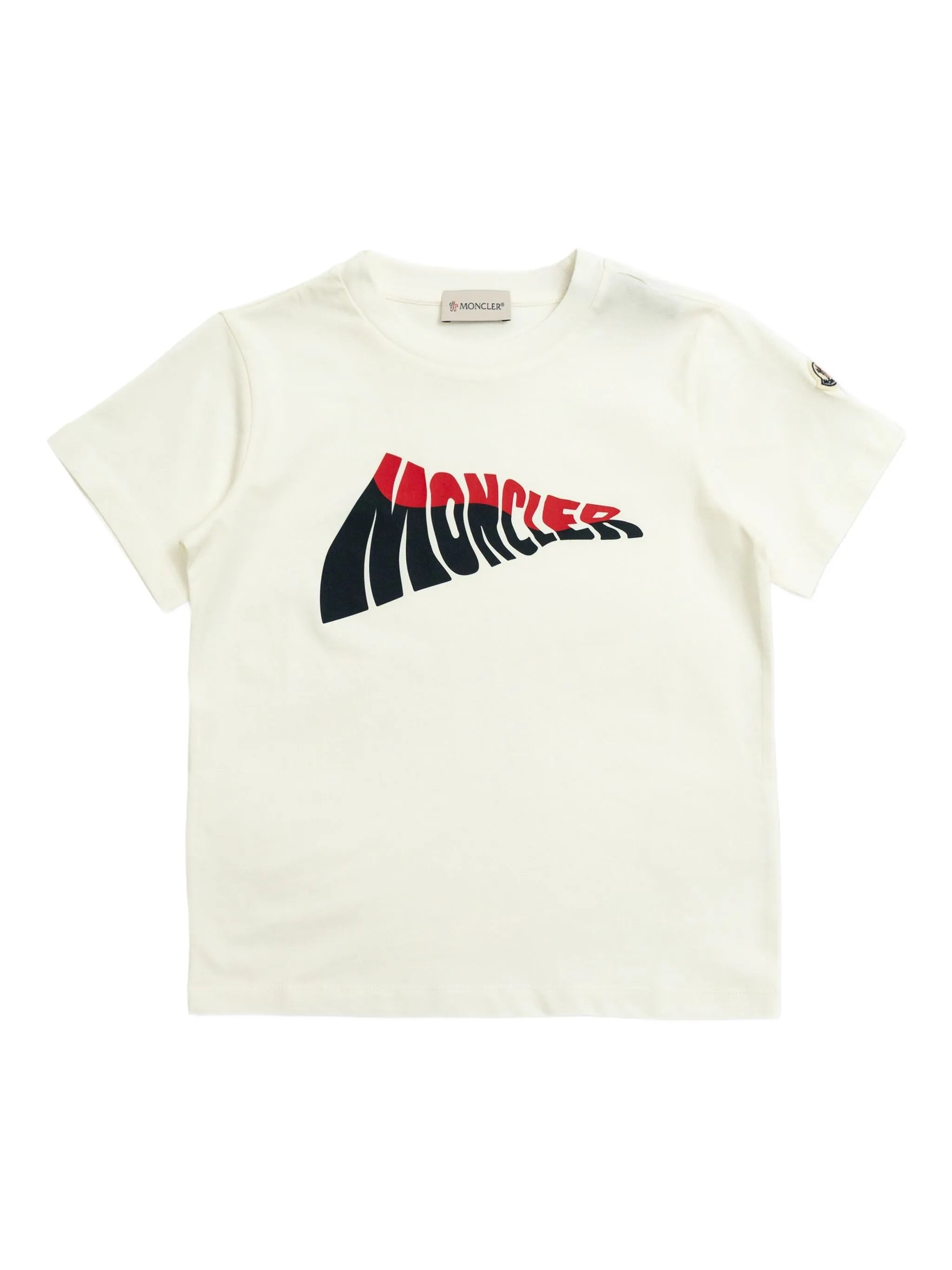 MONCLER KIDS Boys Wave-logo Cotton T-shirt White – MAISONDEFASHION.COM