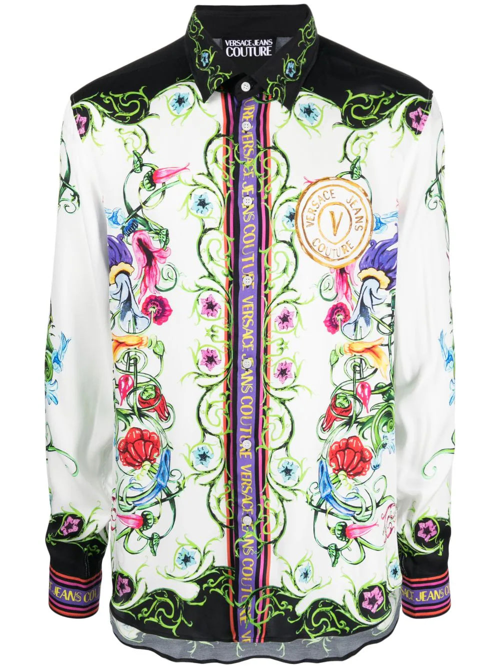 VERSACE V Emblem Garden Print Shirt White/Multi – MAISONDEFASHION.COM VERSACE V Emblem Garden Print Shirt White/Multi – MAISONDEFASHION.COM