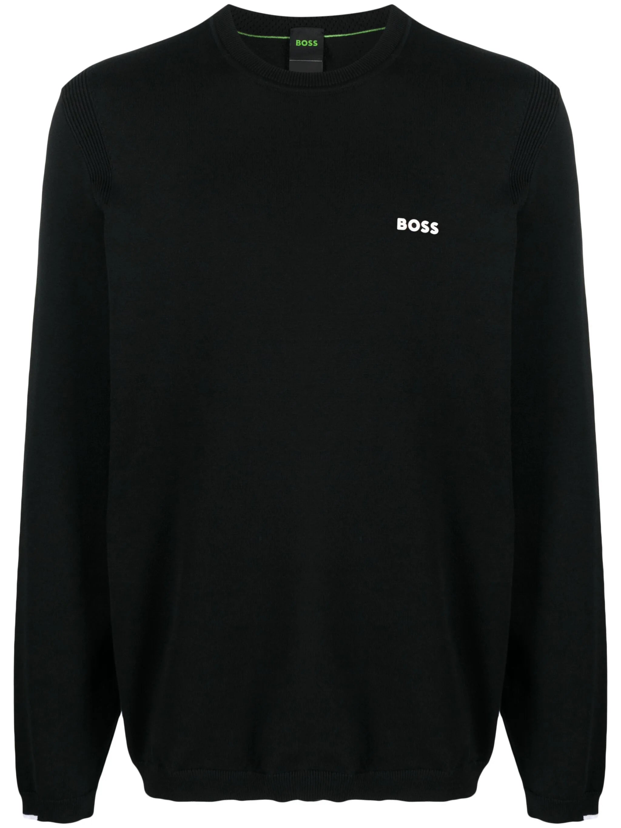 スウェット・トレーナー BOSS Cotton-blend Regular-fit Sweater With Logo Print Black BOSS Cotton-blend Regular-fit Sweater With Logo Print Black