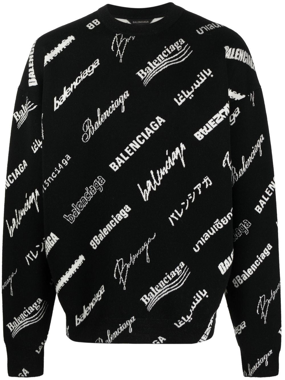 BALENCIAGA MEN Allover Logo Sweater Black/White - MAISONDEFASHION.COM