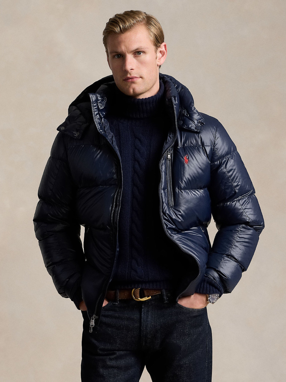 アウターその他 RALPH LAUREN Logo Patch Embroidered Puffer Jacket Navy RALPH LAUREN Logo Patch Embroidered Puffer Jacket Navy