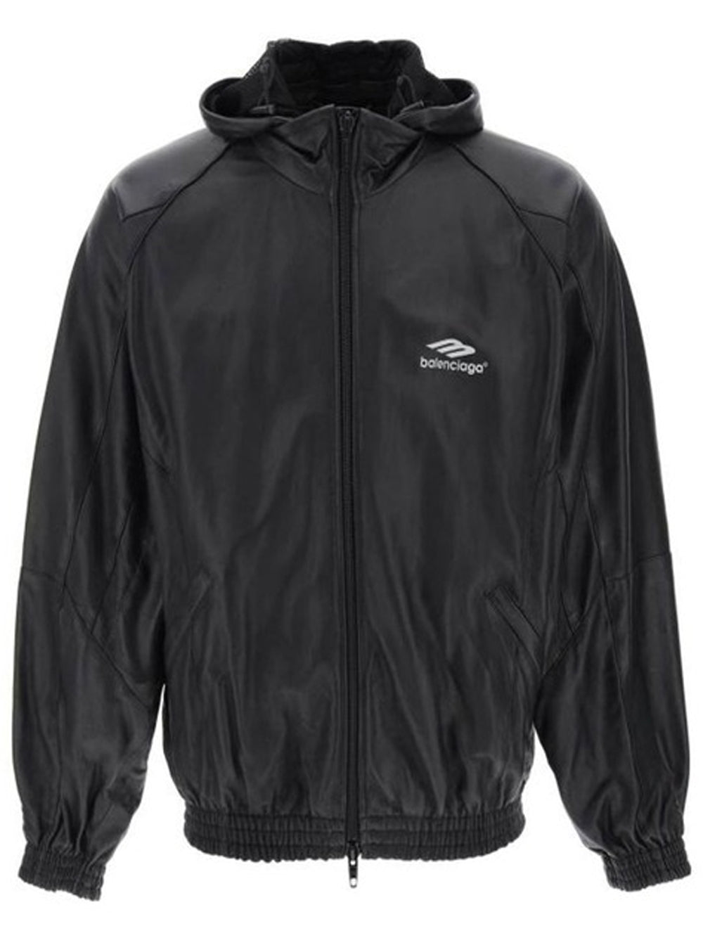BALENCIAGA UNISEX 3B Sports Icon Leather Jacket Black