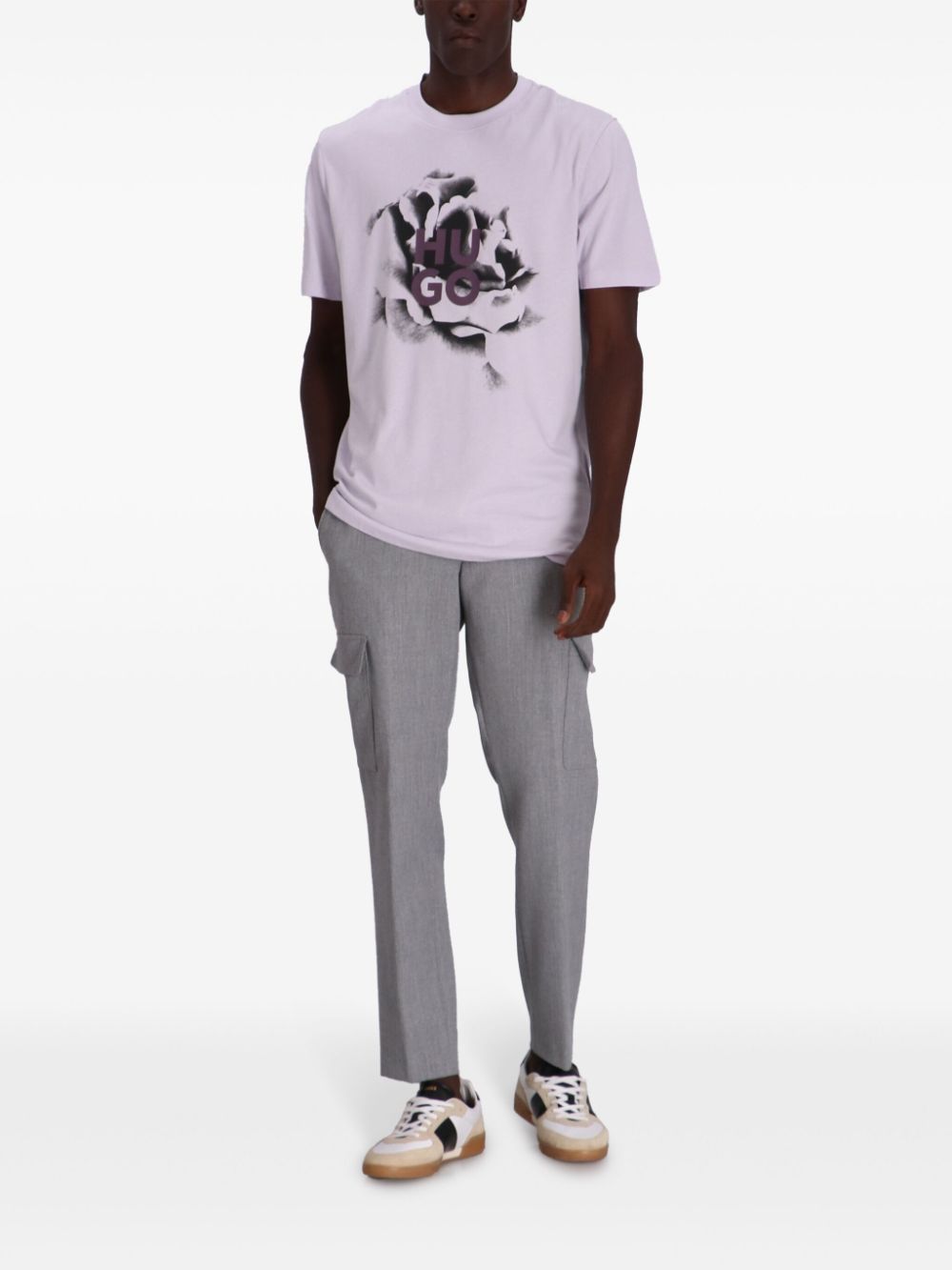 HUGO Logo Graphic Print Cotton T-Shirt Light/Pastel Purple HUGO Logo Graphic Print Cotton T-Shirt Light/Pastel Purple