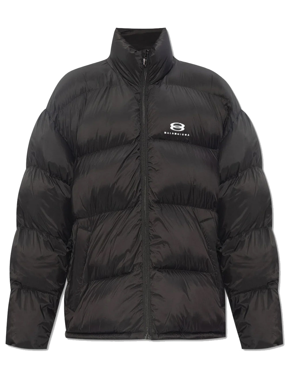 BALENCIAGA Logo-Printed Puffer Jacket Black - MAISONDEFASHION.COM
