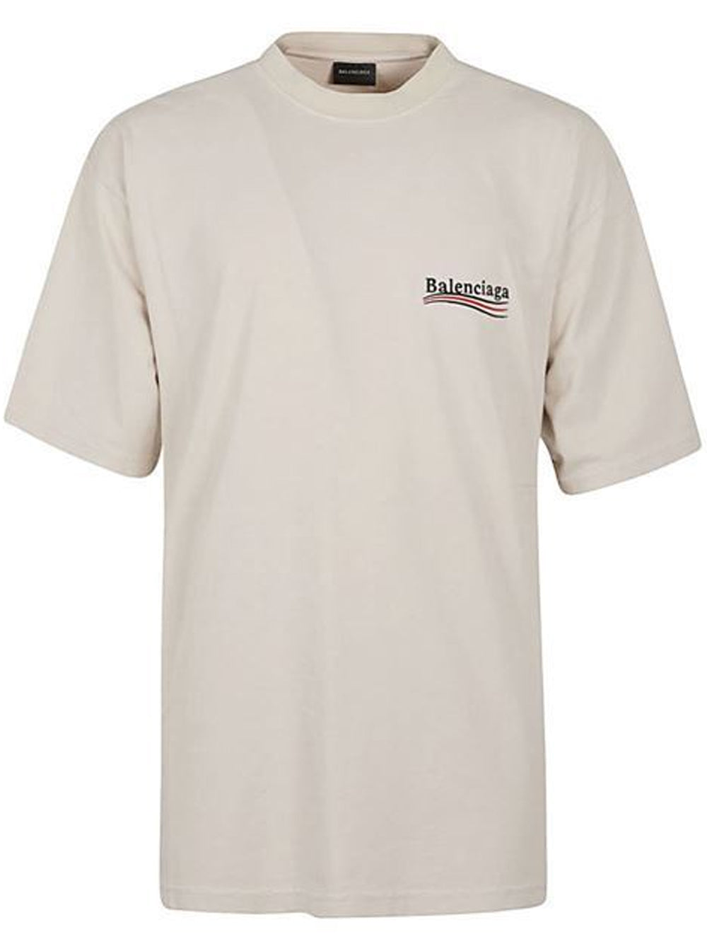 BALENCIAGA Political Logo Oversized T-Shirt Beige 