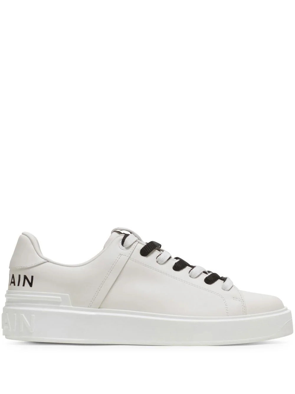 BALMAIN B-Court Leather Print Logo Sneakers White Black BALMAIN B-Court Leather Print Logo Sneakers White Black