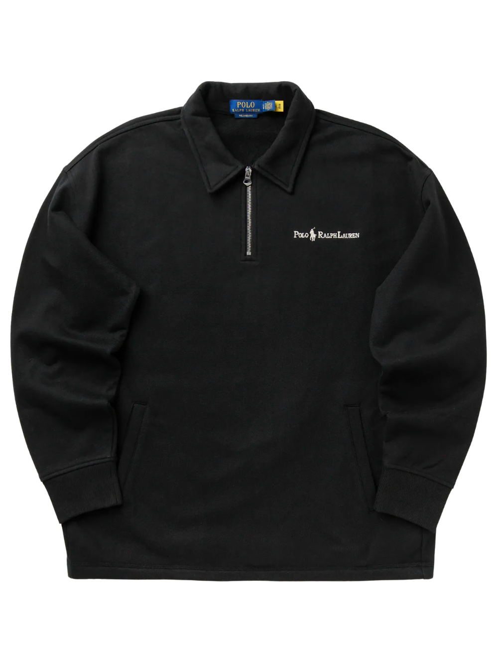 RALPH LAUREN Relaxed Fit Logo Fleece Sweatshirt Polo Black