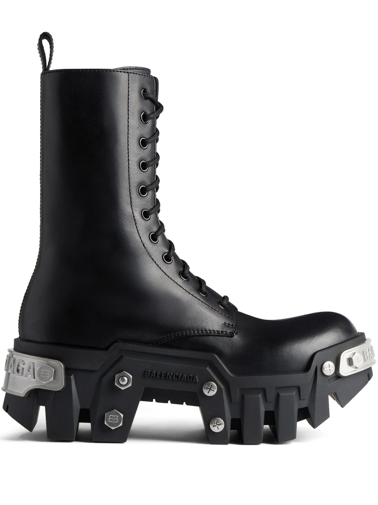 BALENCIAGA Bulldozer Lace up Boots Black Silver - MAISONDEFASHION.COM