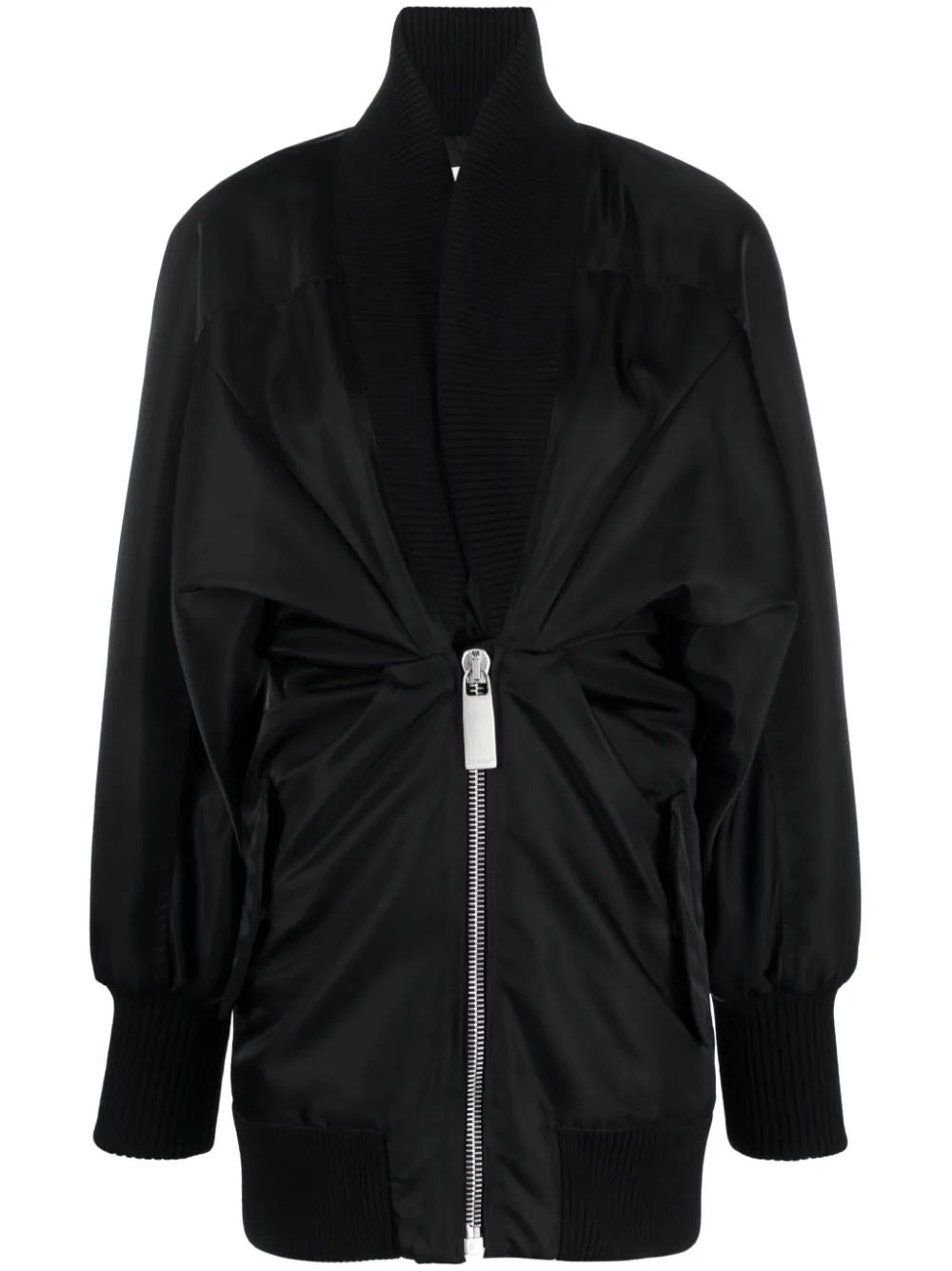 OFF-WHITE WOMEN NY Puff Sleeves Zipped Minidress Black OFF-WHITE WOMEN NY Puff Sleeves Zipped Minidress Black