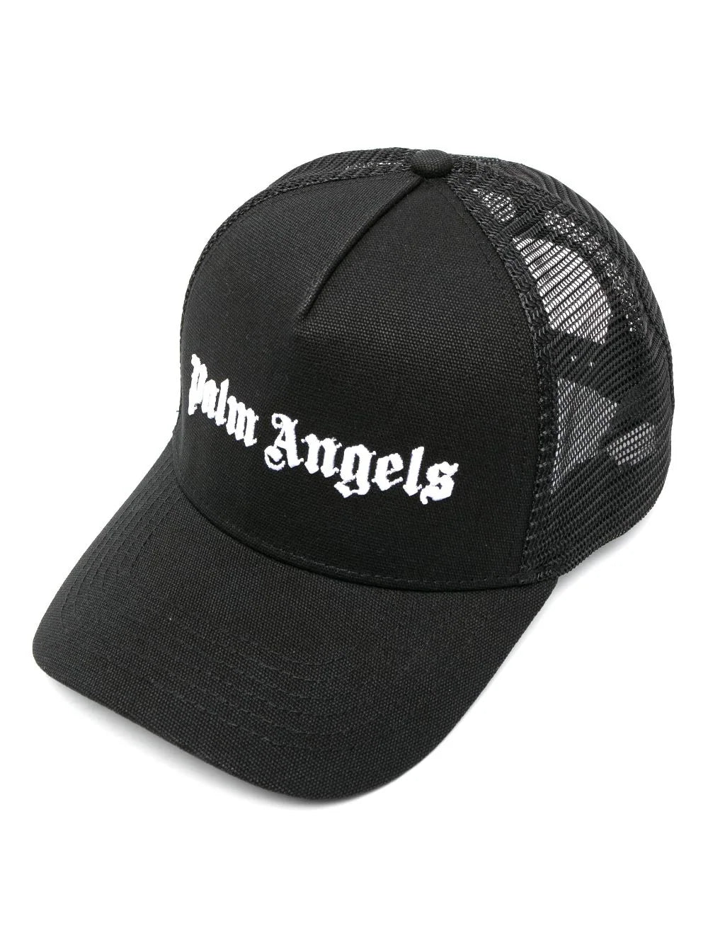PALM ANGELS MEN Classic Logo Trucker Cap Black/White - MAISONDEFASHION.COM