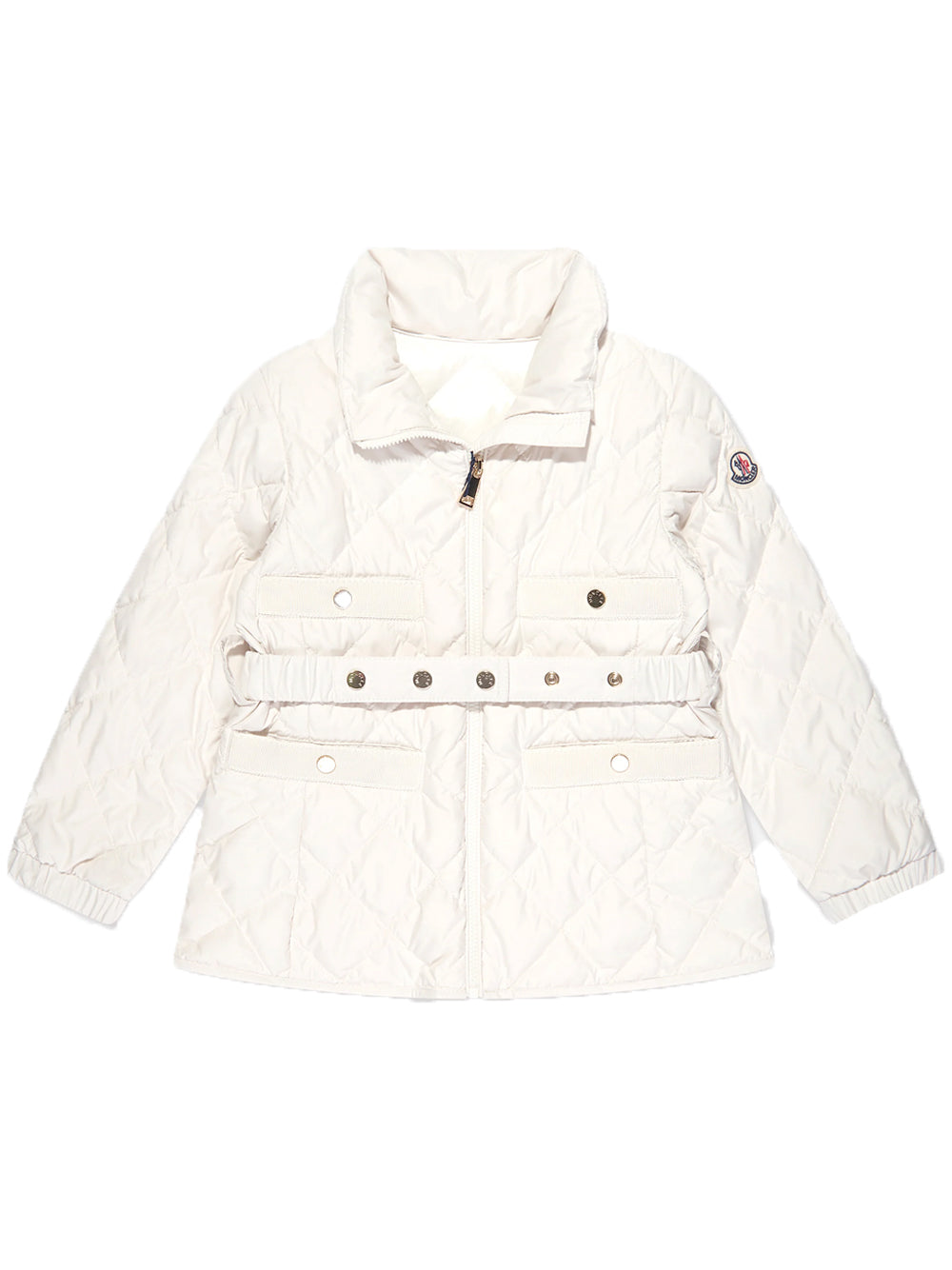 MONCLER KIDS Girls Philanta Belted Waist Quilted Down Jacket White