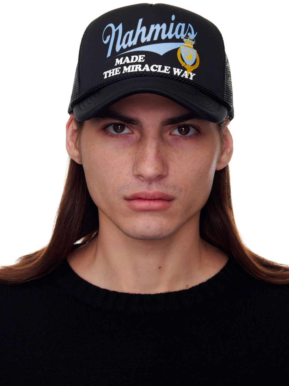 NAHMIAS Miracle Way Foam Trucker Hat Dusty Blue Black