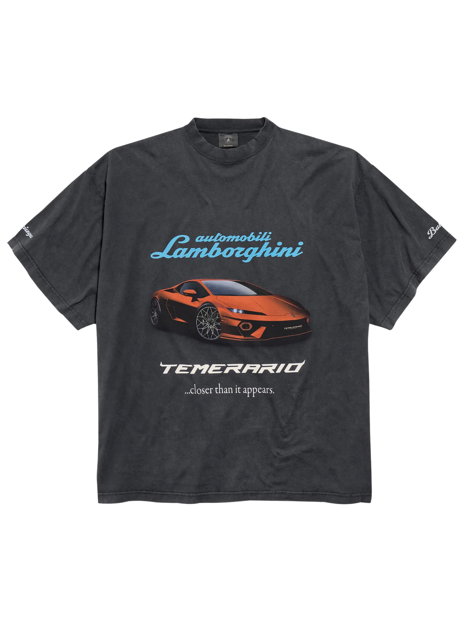 BALENCIAGA Automobili Lamborghini T-Shirt Faded Black 