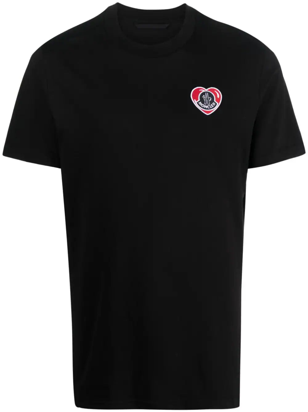 【美品】MONCLER ハートロゴ ブラックTシャツ MONCLER Heart Logo-Patch Cotton T-Shirt Black