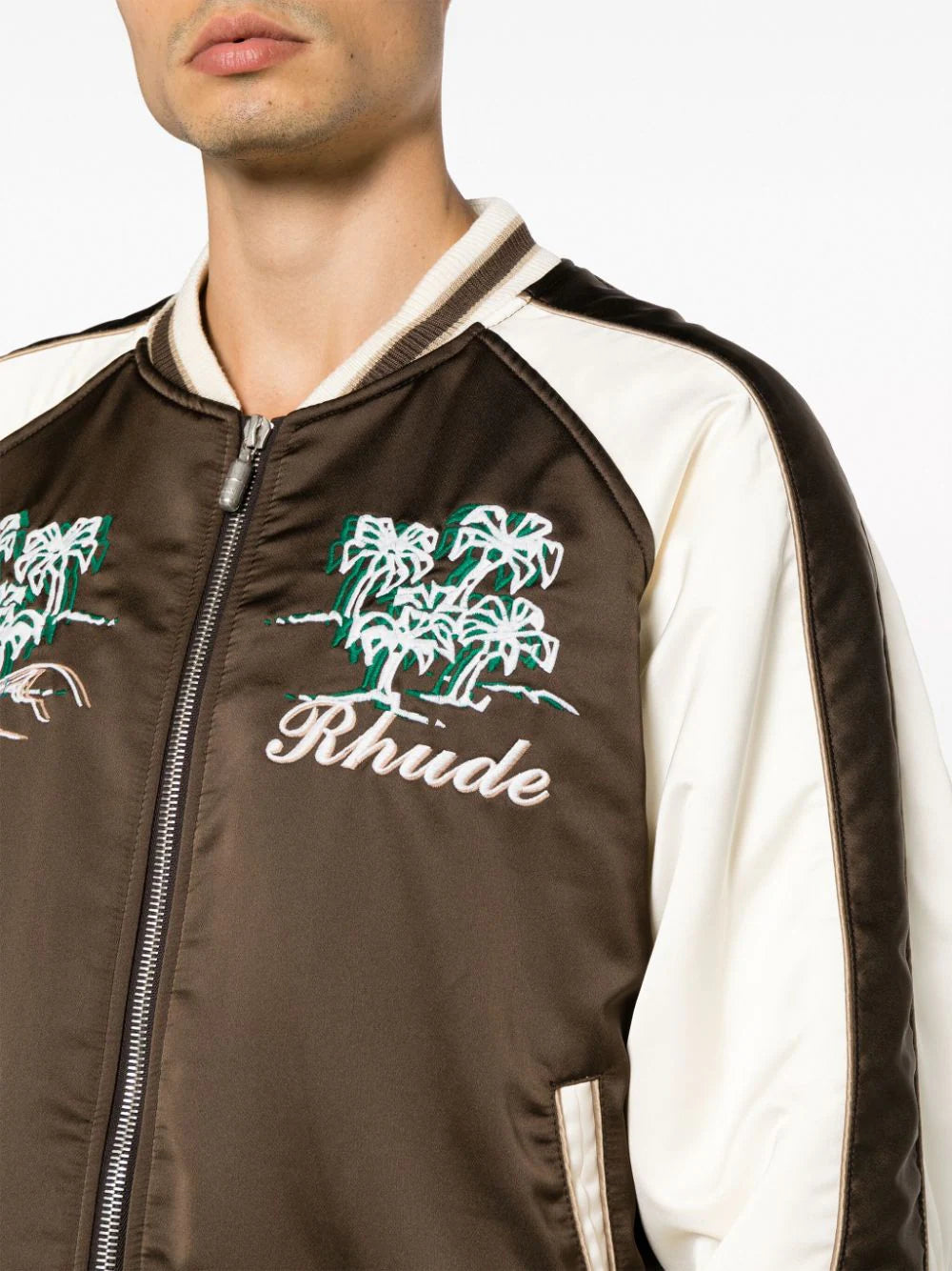 アウターその他 RHUDE Crepe Satin Souvenir Jacket Brown Creme RHUDE Crepe Satin Souvenir Jacket Brown Creme