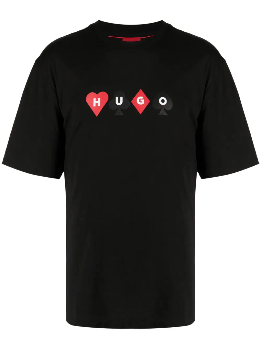 HUGO MEN Playing Card Logo-Print Doober Relaxed-fit T-shirt Black