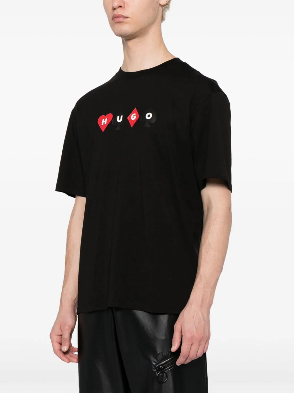 HUGO MEN Playing Card Logo-Print Doober Relaxed-fit T-shirt Black