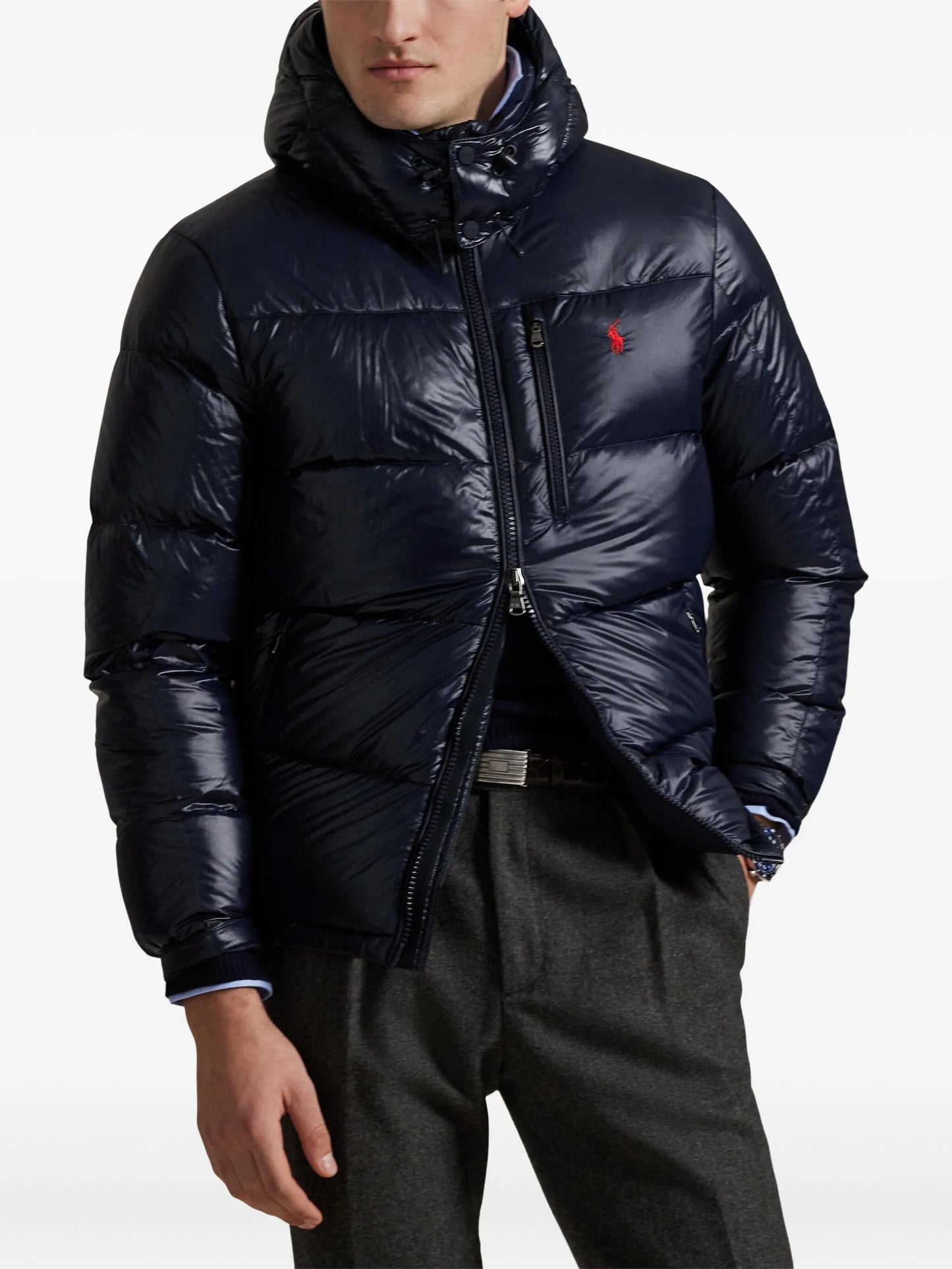 RALPH LAUREN Gorham Hooded Puffer Jacket Shiny Navy - MAISONDEFASHION.COM