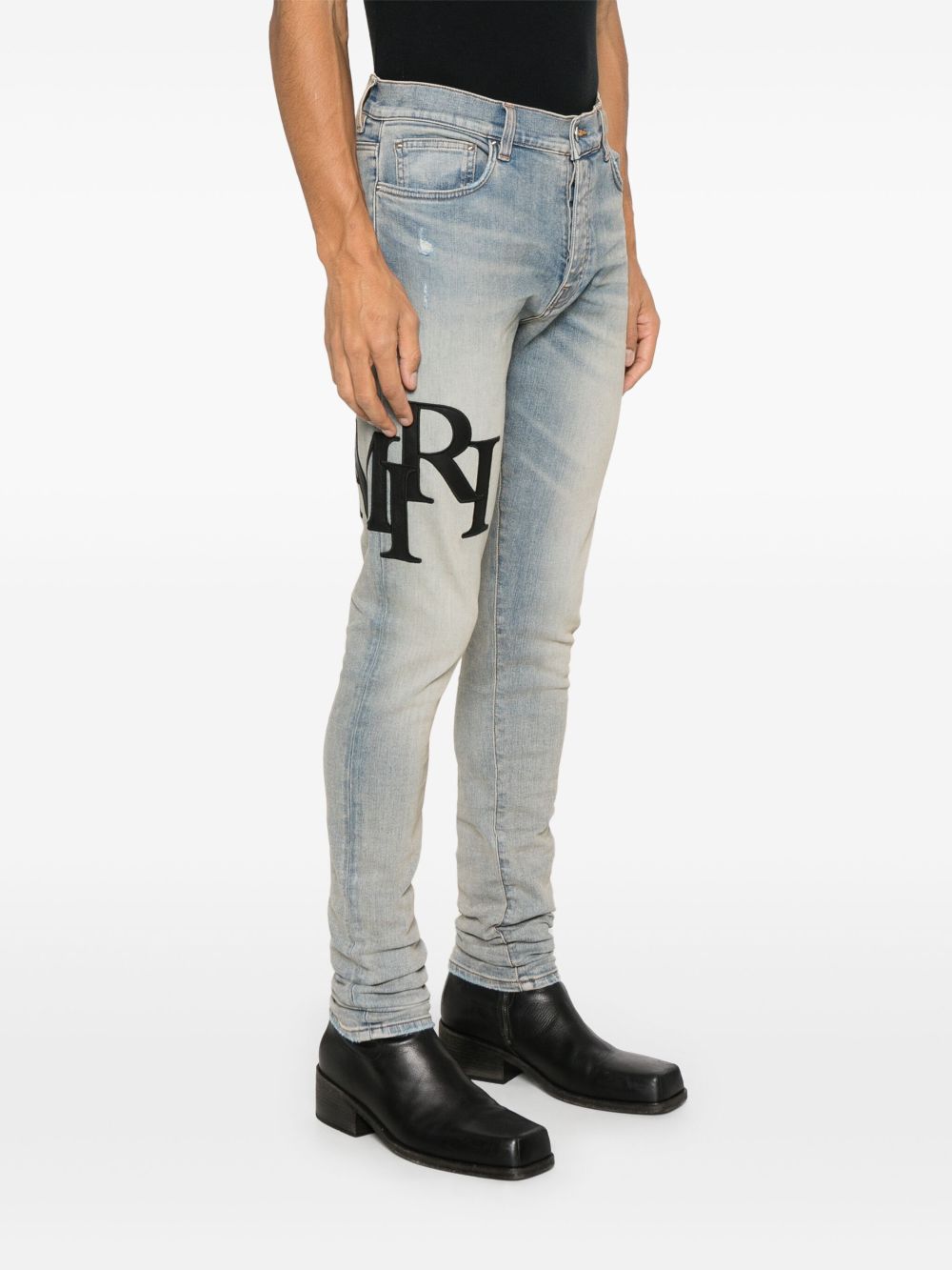 Jean Amiri Logo Anglais Argile Indigo - Taille 34, Coupe Regular, Jamais Porté (avec étiquettes)