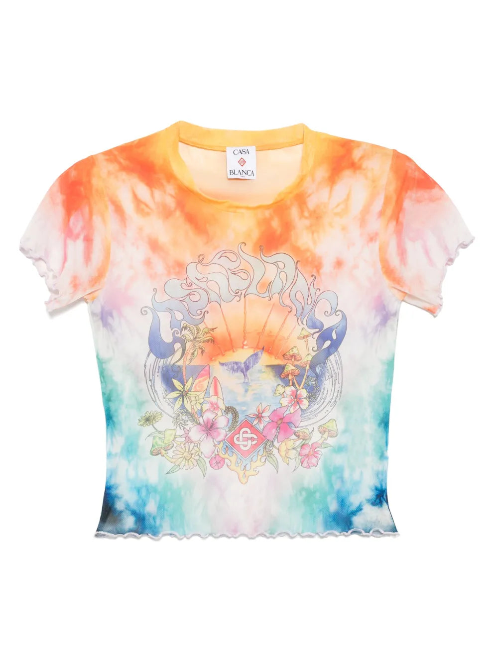 Tシャツ・カットソー CASABLANCA WOMEN Lettuce Ham Printed Mesh T-Shirt Multi CASABLANCA WOMEN Lettuce Ham Printed Mesh T-Shirt Multi
