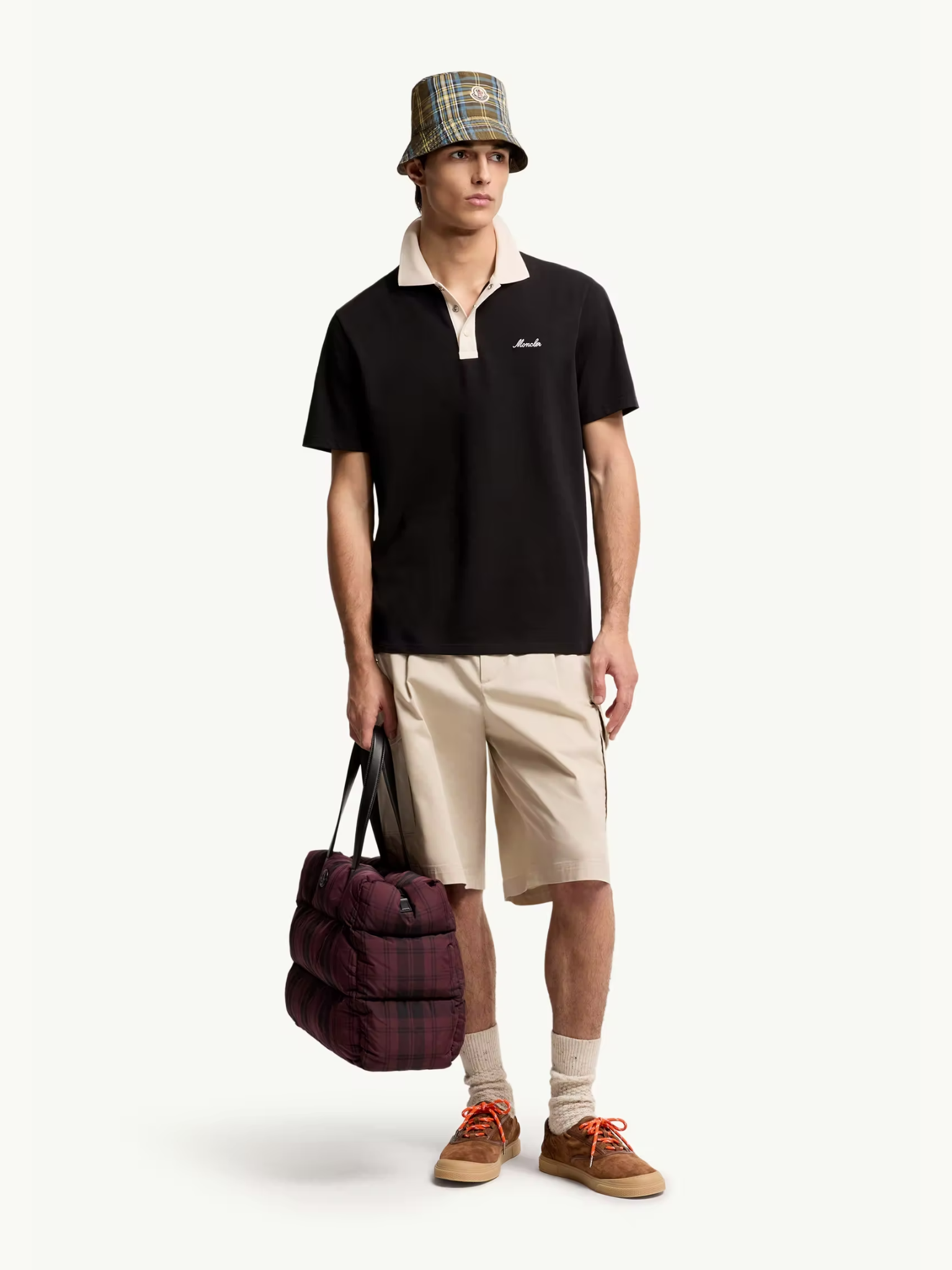 MONCLER Embroidered Logo Cotton Piquet Polo Shirt Black