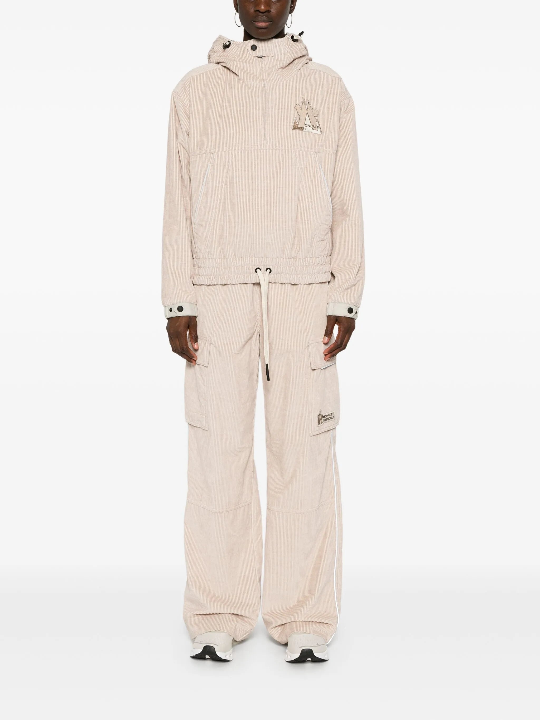 MONCLER GRENOBLE WOMEN Logo Patch Corduroy Trousers Pink MONCLER GRENOBLE WOMEN Logo Patch Corduroy Trousers Pink