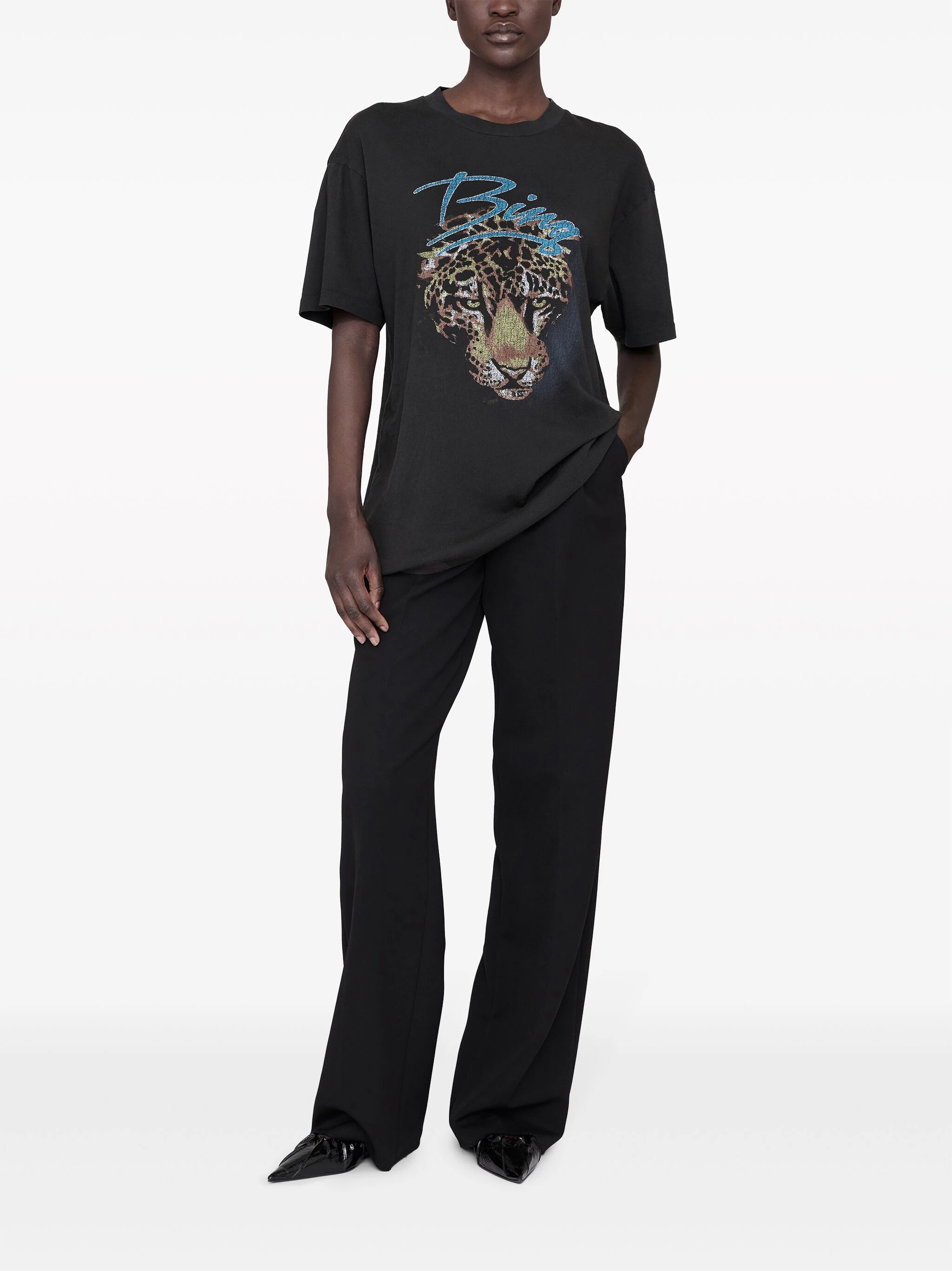 ANINE BING WOMEN Walker Leopard Grafik-Print T-Shirt Vintage 