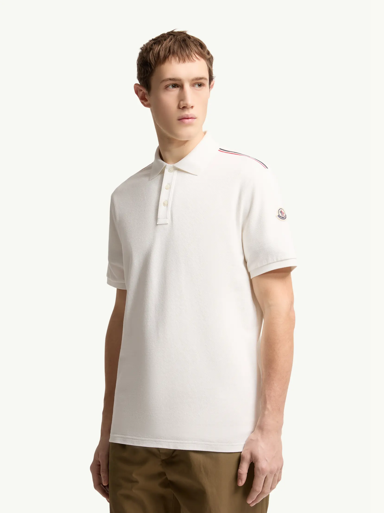 MONCLER Tricolour Trim Cotton Polo Shirt White – MAISONDEFASHION.COM
