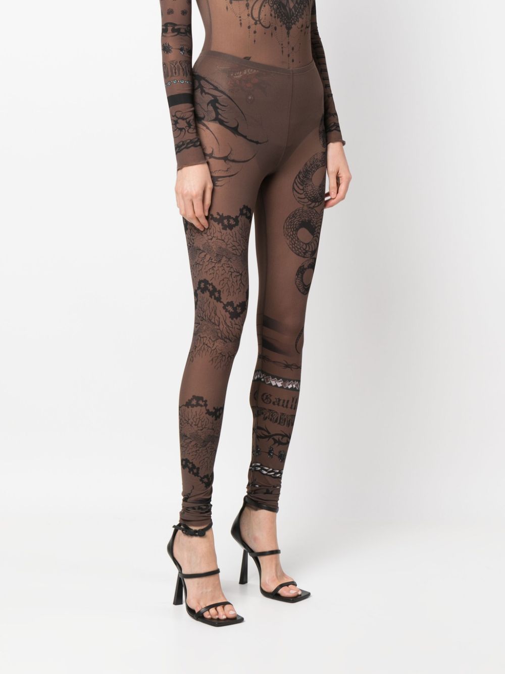 JEAN PAUL GAULTIER WOMEN Tattoo Printed Effect Leggings Ebene/Grey