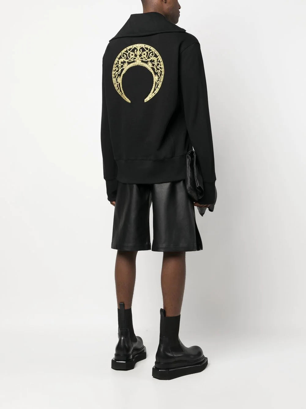 MARINE SERRE Ornament Moon Half Zip Sweater Black MARINE SERRE Ornament Moon Half Zip Sweater Black