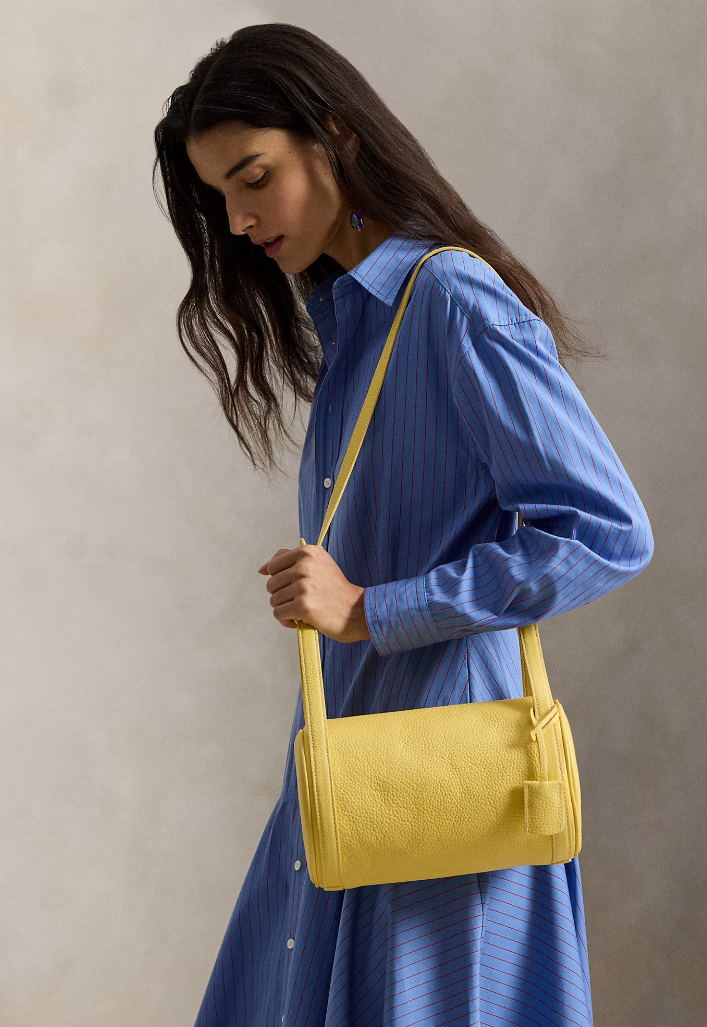 RALPH LAUREN WOMEN Polo Play Leather Barrel Duffel Lemon Meringue
